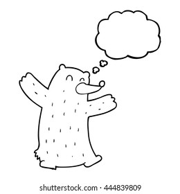 freehand drawn thought bubble cartoon bear