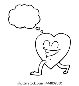 caricatura de burbuja de pensamiento dibujada a mano libre corazón caminante