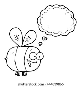 freehand drawn thought bubble cartoon bee