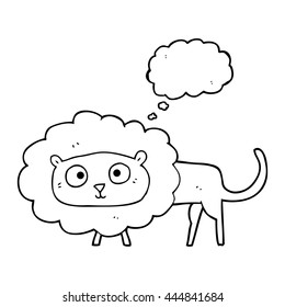 freehand drawn thought bubble cartoon lion