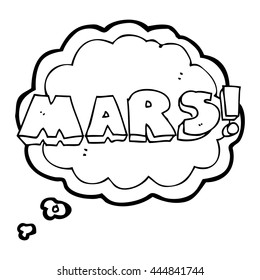 freehand drawn thought bubble cartoon Mars text symbol