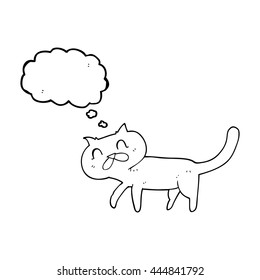 gato de dibujos animados de burbujas de pensamiento dibujado a mano libre