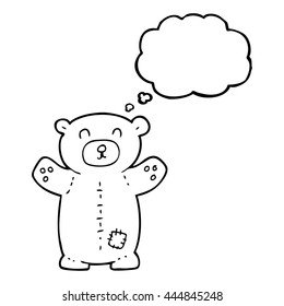 freehand drawn thought bubble cartoon teddy bear