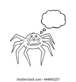 freehand drawn thought bubble cartoon spider