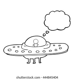 freehand drawn thought bubble cartoon flying saucer