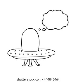 freehand drawn thought bubble cartoon spaceship