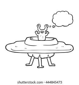 freehand drawn thought bubble cartoon flying saucer