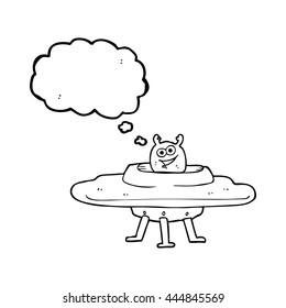 freehand drawn thought bubble cartoon spaceship