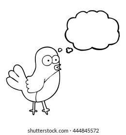 freehand drawn thought bubble cartoon robin