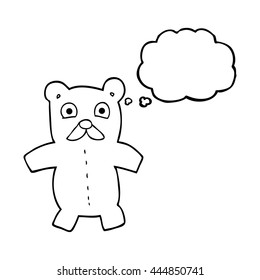 freehand drawn thought bubble cartoon teddy bear