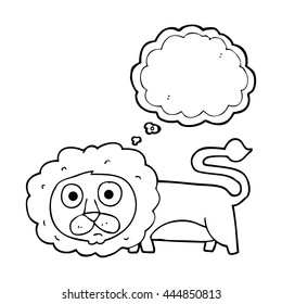 freehand drawn thought bubble cartoon lion