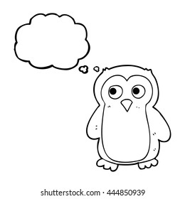 freehand drawn thought bubble cartoon penguin