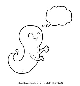freehand drawn thought bubble cartoon ghost