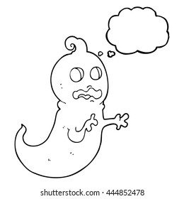 freehand drawn thought bubble cartoon ghost