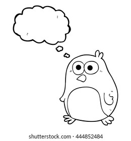 freehand drawn thought bubble cartoon bird