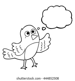 freehand drawn thought bubble cartoon bird