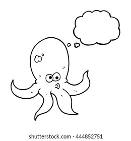 freehand drawn thought bubble cartoon octopus