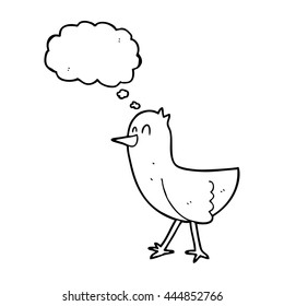 pájaro de dibujos animados de burbujas de pensamiento dibujado a mano libre