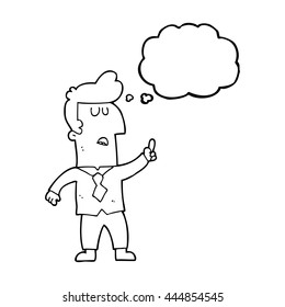 freehand drawn thought bubble cartoon businessman