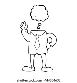 freehand drawn thought bubble cartoon headless businessman