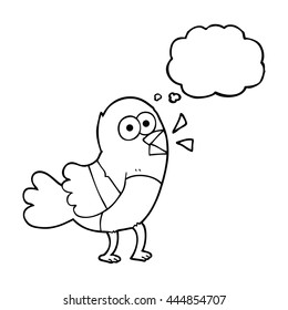 freehand drawn thought bubble cartoon bird