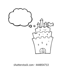 freehand drawn thought bubble cartoon castle