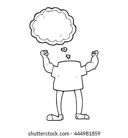 freehand drawn thought bubble cartoon headless man