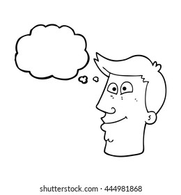 caricatura de burbuja de pensamiento dibujada a mano libre cara masculina