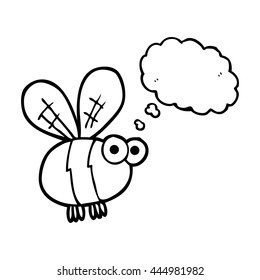 freehand drawn thought bubble cartoon bee