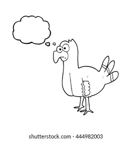 freehand drawn thought bubble cartoon bird