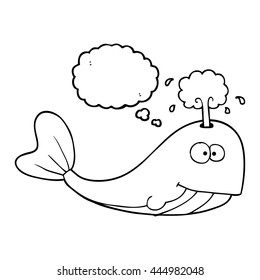 freehand drawn thought bubble cartoon whale spouting water