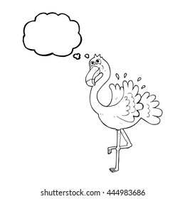 freehand drawn thought bubble cartoon flamingo