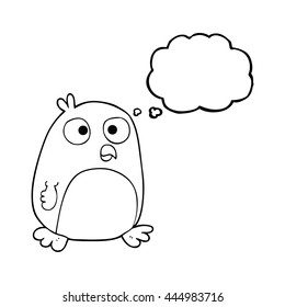 freehand drawn thought bubble cartoon bird