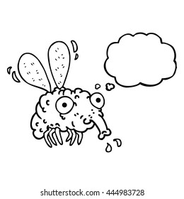 freehand drawn thought bubble cartoon fly