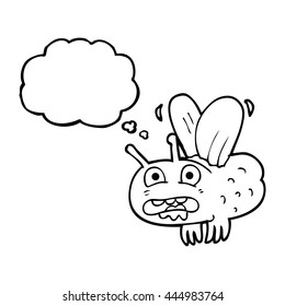 mosca de dibujos animados de burbujas de pensamiento dibujada a mano libre