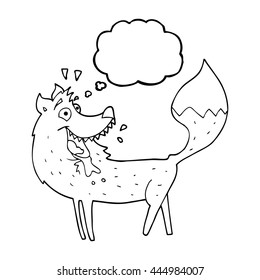freehand drawn thought bubble cartoon wolf