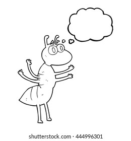 freehand drawn thought bubble cartoon ant