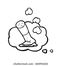 freehand drawn thought bubble cartoon cigarette