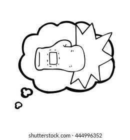 freehand drawn thought bubble cartoon boxing glove