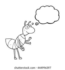 freehand drawn thought bubble cartoon ant