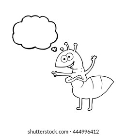 freehand drawn thought bubble cartoon ant