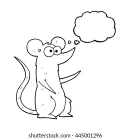 freehand drawn thought bubble cartoon mouse