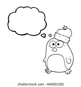 freehand drawn thought bubble cartoon robin