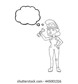 freehand gezeichnete Cartoon-Dame mit Spanner