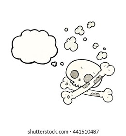 freehand drawn thought bubble textured cartoon old pile of bones