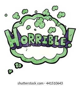 freehand drawn thought bubble textured cartoon word horrible