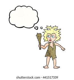 freehand gezeichnete Denkblase strukturierte Cartoon Höhle Frau