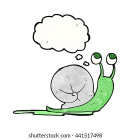 caracol de dibujos animados con textura de burbuja de pensamiento dibujado a mano libre