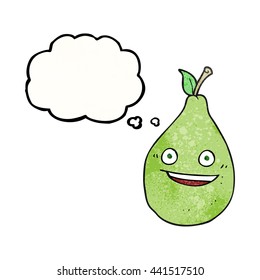 freehand drawn thought bubble textured cartoon pear