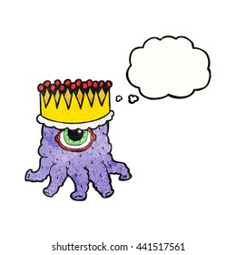 freehand gezeichnete Gedankenblase strukturierte Cartoon König Alien